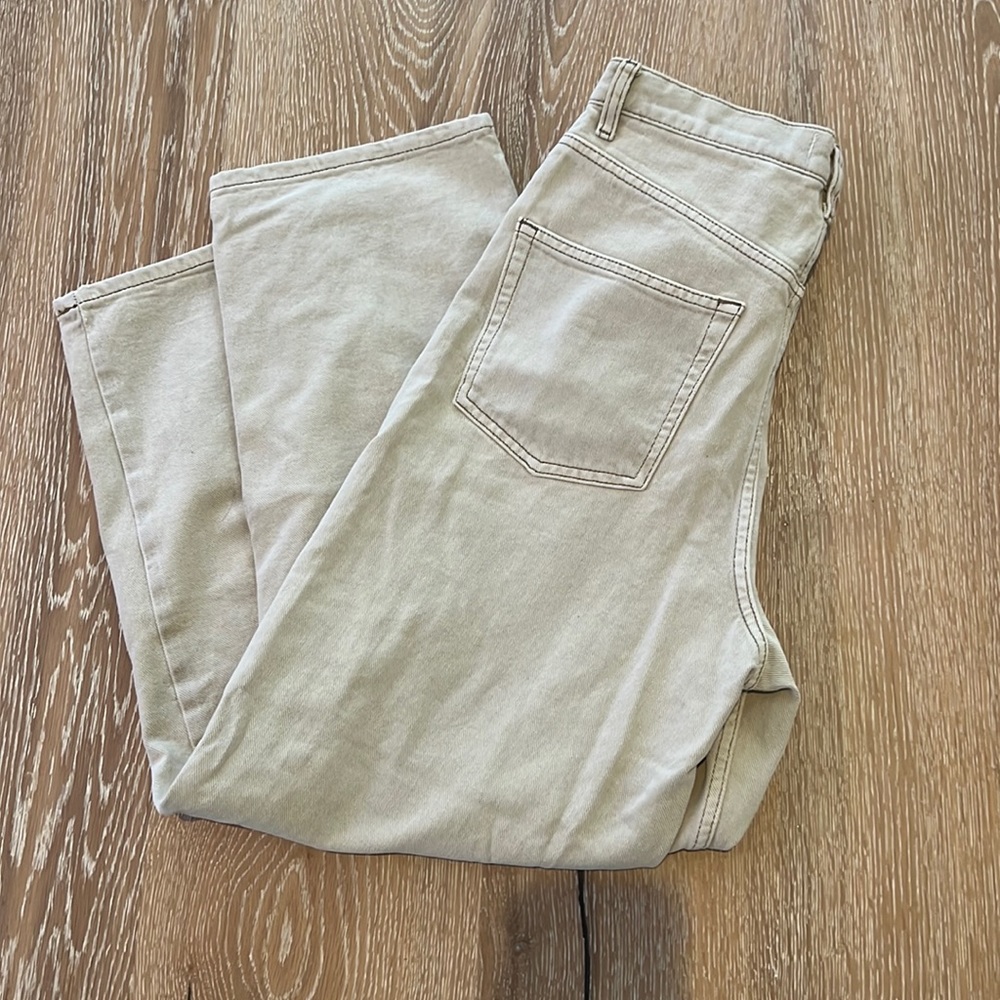 Beige denim straight leg jeans ( Free People)